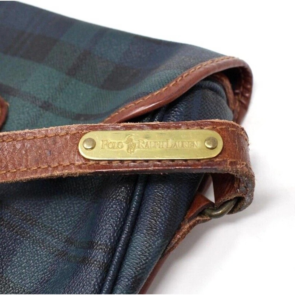 Vintage Polo Ralph Lauren Black Watch Plaid Crossbody Bag Tartan Leather Canvas - Picture 3 of 9